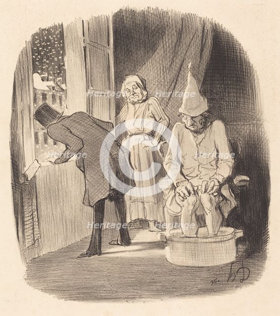 Inconvénient de mettre son logement à louer au mois de janvier, 1847. Creator: Honore Daumier.