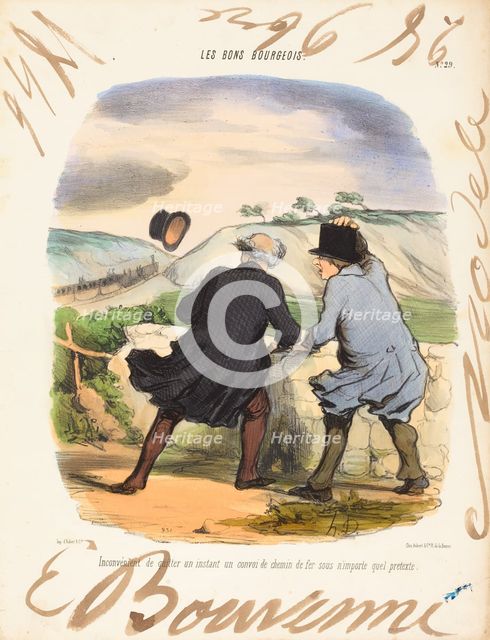 Inconvenient de quitter, 1846. Creators: Honore Daumier, Edouard Bouvenne.