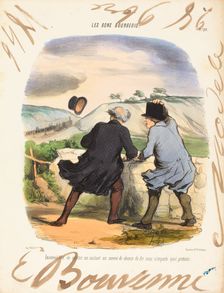 Inconvenient de quitter, 1846. Creators: Honore Daumier, Edouard Bouvenne