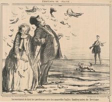 Inconvénient de tirer les perdreaux ..., 19th century. Creator: Honore Daumier