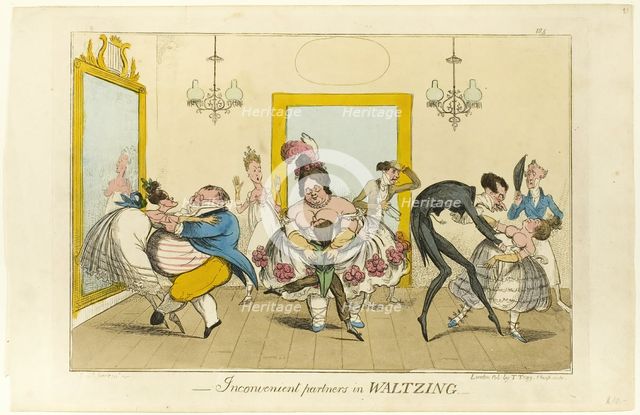 Inconvenient Partners in Waltzing, 1817/19. Creator: Isaac Robert Cruikshank.