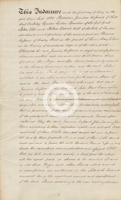 Indenture of Jemima, Amity Hall Estate, 1820. Creator: Unknown.