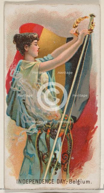 Independence Day, Belgium, Austria, from the Holidays series (N80) for Duke brand cigarett..., 1890. Creator: George S. Harris & Sons.