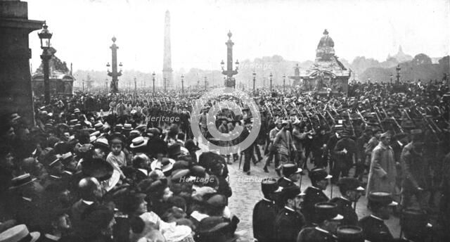 "Independence Day" In Paris; A battalion of the 16th American regiment..., 1917 Creator: Unknown.