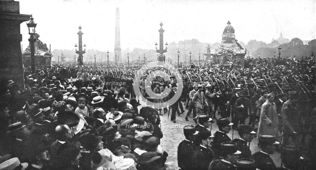 "Independence Day" In Paris; A battalion of the 16th American regiment..., 1917 Creator: Unknown.