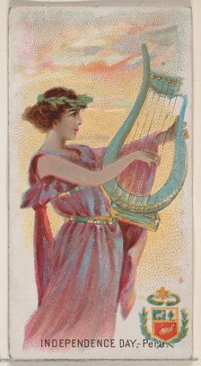 Independence Day, Peru, from the Holidays series (N80) for Duke brand cigarettes, 1890., 1890. Creator: George S. Harris & Sons