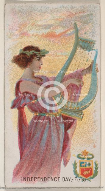 Independence Day, Peru, from the Holidays series (N80) for Duke brand cigarettes, 1890., 1890. Creator: George S. Harris & Sons.