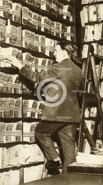 Index of fingerprints at Scotland Yard, London, c1912, (1935).  Creator: Unknown.