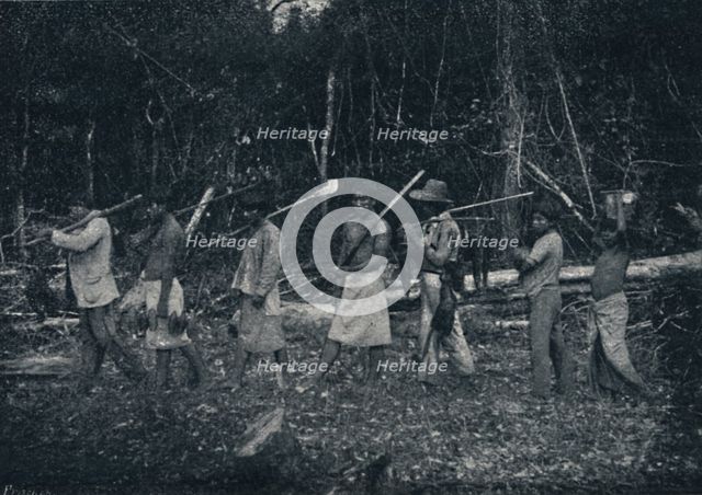 'Indios Guaranys, voltando de uma caþada', 1895. Artist: Francisco Henszler.