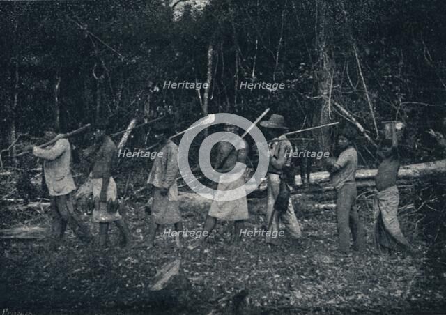 'Indios Guaranys, voltando de uma caþada', 1895. Artist: Francisco Henszler.