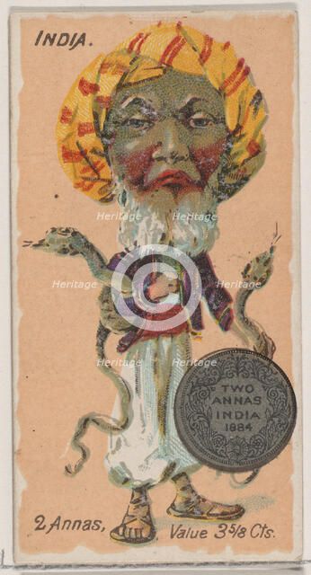 India, 2 Annas, from the series Coins of All Nations (N72, variation 2) for Duke brand cig..., 1889. Creator: Unknown.