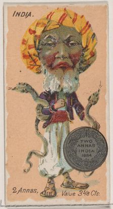 India, 2 Annas, from the series Coins of All Nations (N72, variation 2) for Duke brand cig..., 1889. Creator: Unknown