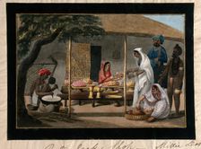 India: a pastry cook's shop, (between 1800 and 1899?). Creator: Unknown