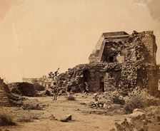 India: a ruined observatory and battery with distant view of Hindoo Rao's house, c1858. Creator: Felice Beato