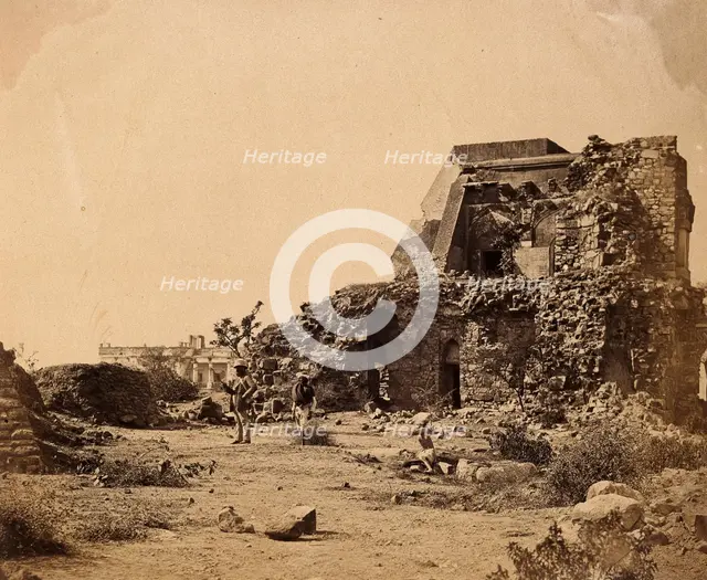 India: a ruined observatory and battery with distant view of Hindoo Rao's house, c1858. Creator: Felice Beato.