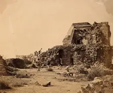 India: a ruined observatory and battery with distant view of Hindoo Rao's house, c1858. Creator: Felice Beato