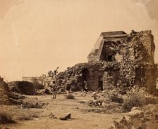 India: a ruined observatory and battery with distant view of Hindoo Rao's house, c1858. Creator: Felice Beato