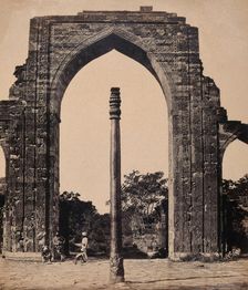 India: an arch in Kootub near Delhi, c1858. Creator: Felice Beato
