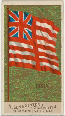 India, from Flags of All Nations, Series 2 (N10) for Allen & Ginter Cigarettes Brands, 1890., Creator: Allen & Ginter