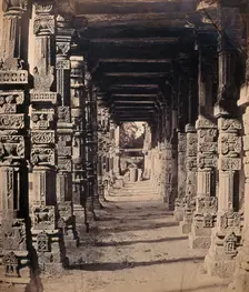 India: interior of the Hindu temple in the Kootub near Delhi, c1858. Creator: Felice Beato