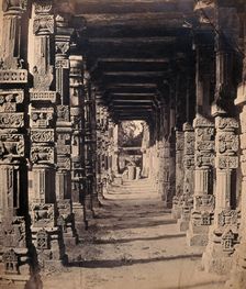 India: interior of the Hindu temple in the Kootub near Delhi, c1858. Creator: Felice Beato