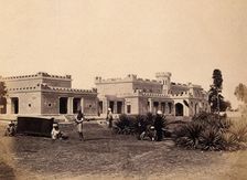 India: Ludlow Castle, Delhi, with a sedan-chair and attendants in the garden, c1858. Creator: Felice Beato