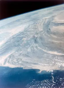 India-Pakistan boundary seen from aboard the second Space Shuttle flight, November 1981. Creator: NASA