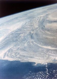 India-Pakistan boundary seen from aboard the second Space Shuttle flight, November 1981. Creator: NASA