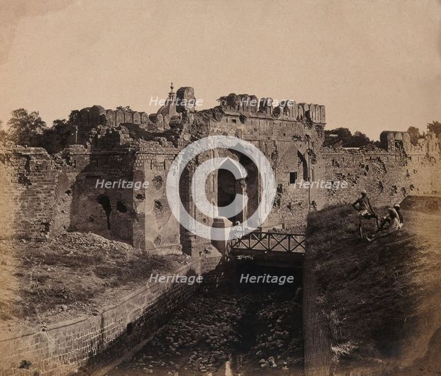 India: ruins of the 'Cashmere Gate' at a water bastion near Delhi, c1858. Creator: Felice Beato.