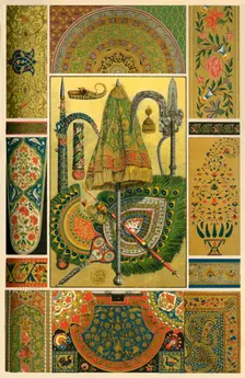 Indian metal work, embroidery, weaving and painting, (1898). Creator: Unknown