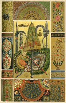 Indian metal work, embroidery, weaving and painting, (1898). Creator: Unknown