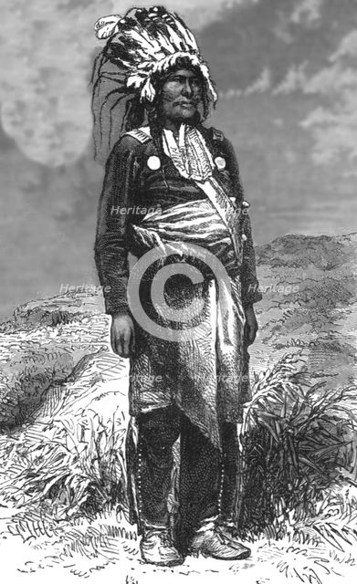 'Indian of the Lower Yellowstone River; The Hot Springs and Geyser Region of the Yellowstone River,  Creator: Unknown.