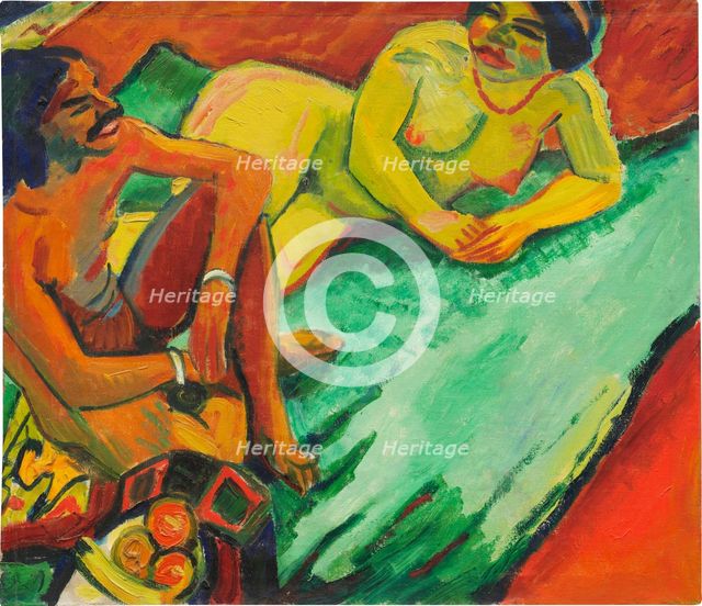 Indian and female nude, 1910. Creator: Pechstein, Hermann Max (1881-1955).