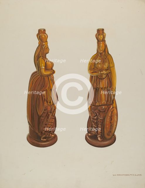 Indian Bottle (Medicine Bottle), 1935/1942. Creator: Loraine Makimson.