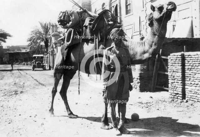 Indian camel trooper, Baghdad, 1918. Artist: Unknown