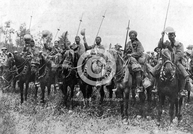 Indian cavalry after their charge, Somme, France, First World War, 14 July 1916, (c1920). Artist: Unknown