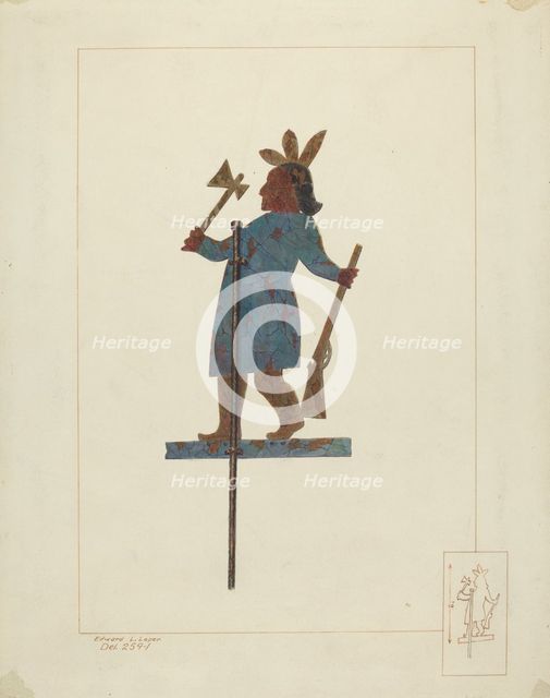 Indian Chief Weather Vane, c. 1938. Creator: Edward L Loper.