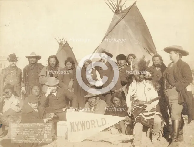 Indian chiefs and US officials 1 Two Strike 2 Crow Dog 3 Short Bull 4 High Hawk 5 Two Lance..., 1891 Creator: John C. H. Grabill.