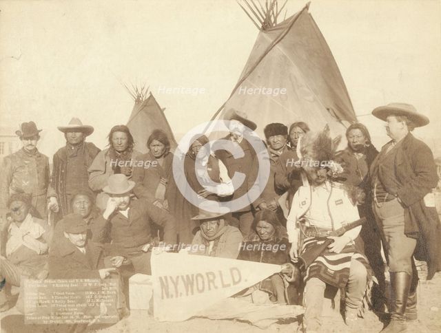 Indian chiefs and US officials 1 Two Strike 2 Crow Dog 3 Short Bull 4 High Hawk 5 Two Lance..., 1891 Creator: John C. H. Grabill.