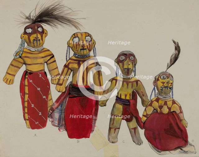 Indian Doll Group, 1935/1942. Creator: Jane Iverson.