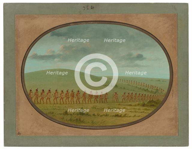 Indian File - Iowa, 1861/1869. Creator: George Catlin.