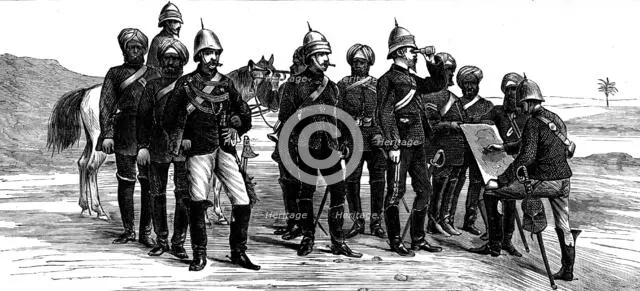 Indian Frontier Sketches: reconnoitring party, camp of exercise, Punjaub, 1873. Creator: Unknown.