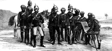Indian Frontier Sketches: reconnoitring party, camp of exercise, Punjaub, 1873. Creator: Unknown