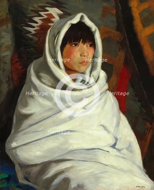 Indian Girl in White Blanket, 1917. Creator: Robert Henri.