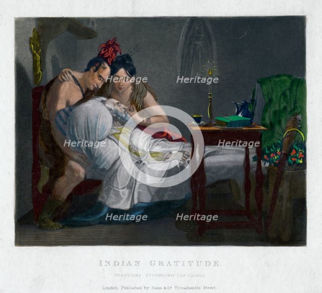 'Indian Gratitude - Peruvians attending Las Cassas', (19th century). Artist: Unknown