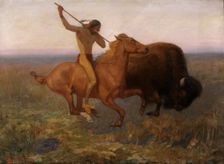Indian Hunting Buffalo, late 19th-early 20th century. Creator: Edwin Willard Deming