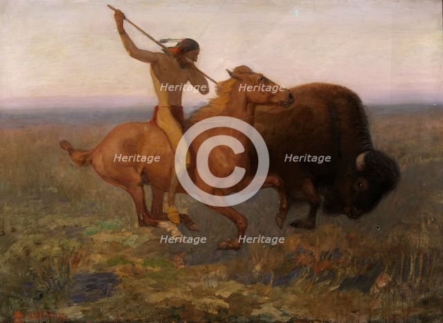 Indian Hunting Buffalo, late 19th-early 20th century. Creator: Edwin Willard Deming.