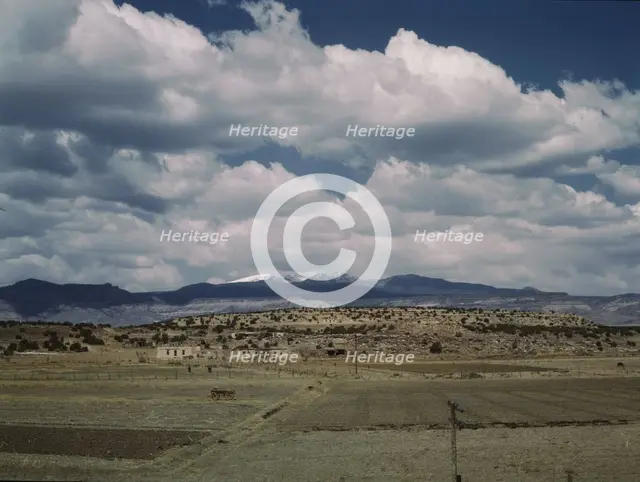Indian houses and farms on the Laguna Indian reservation, Laguna New Mexico, 1943. Creator: Jack Delano.