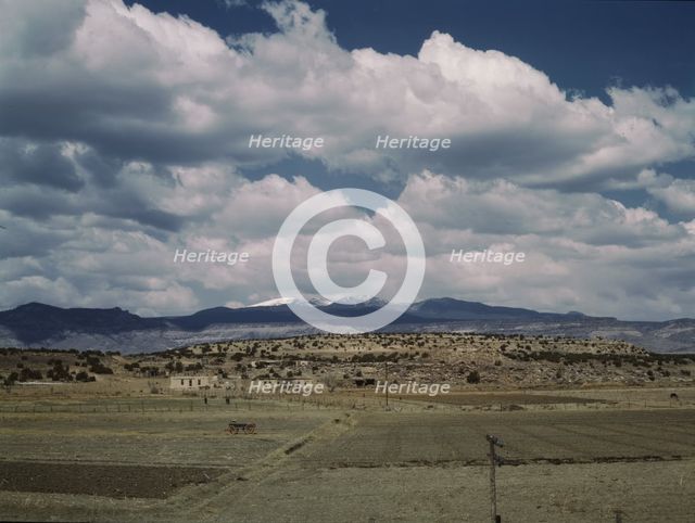 Indian houses and farms on the Laguna Indian reservation, Laguna New Mexico, 1943. Creator: Jack Delano.