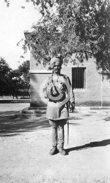 Indian lancer, Mathura, India, 1916-1917. Artist: Unknown